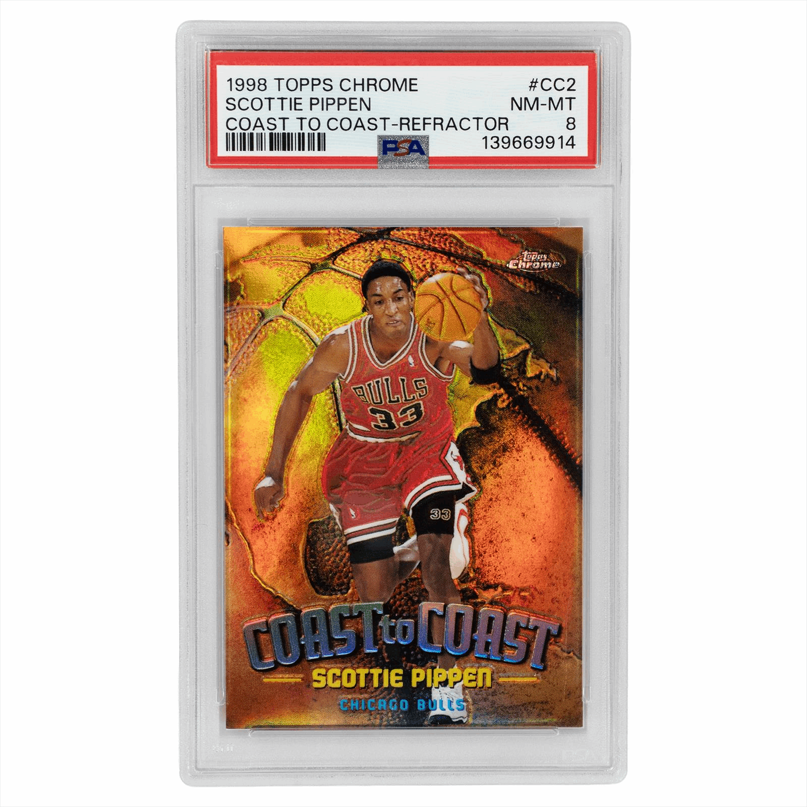 1998 Topps Chrome Scottie Pippen Coast to Coast Refractor #CC2 PSA NM-MT 8