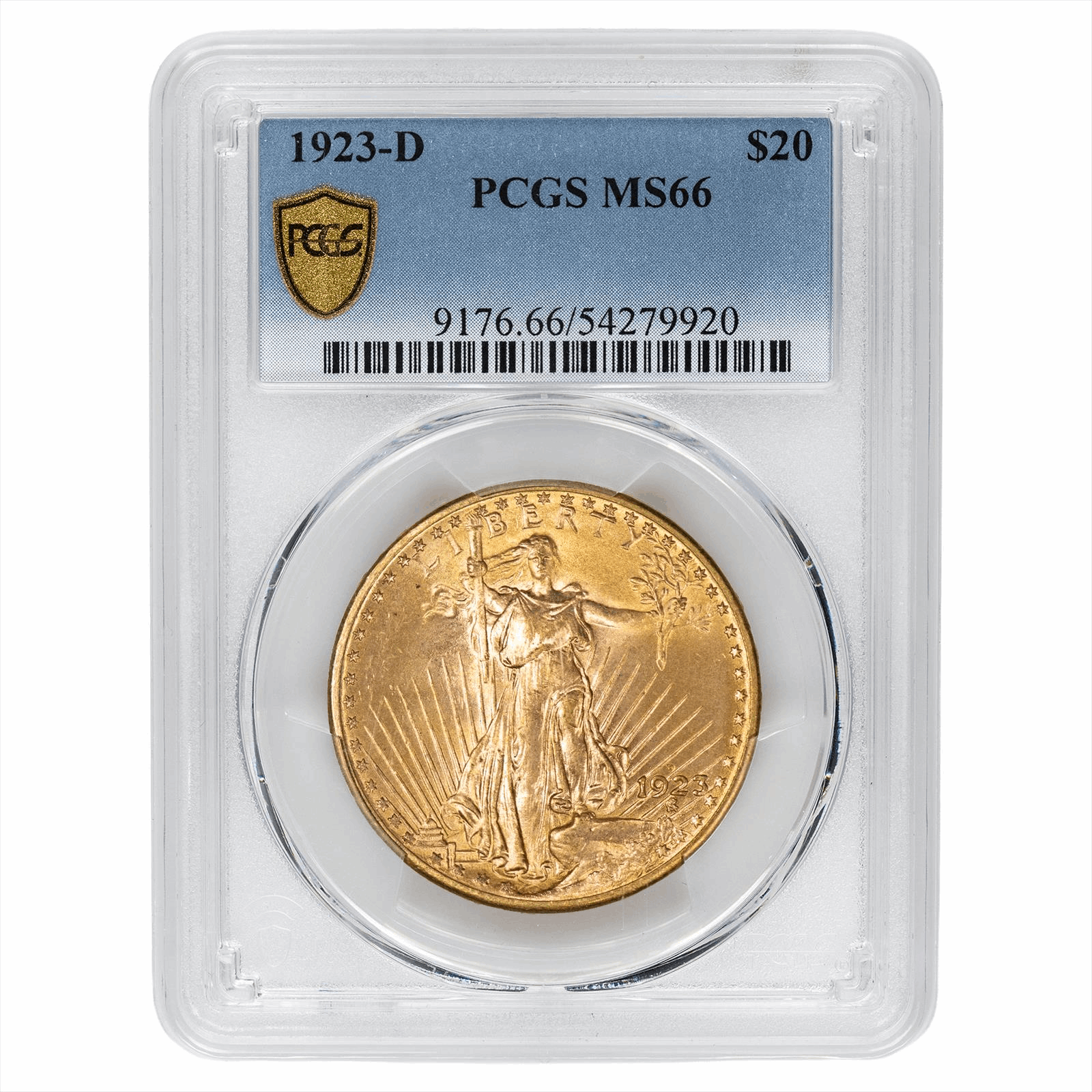 1923-D St. Gaudens Double Eagle $20 PCGS MS 66