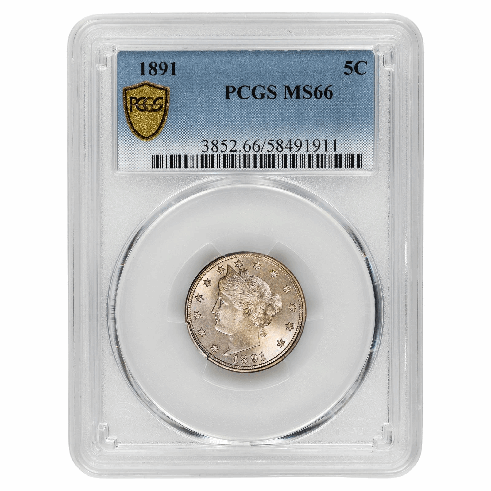 1891 Liberty V Nickel 5C PCGS MS 66