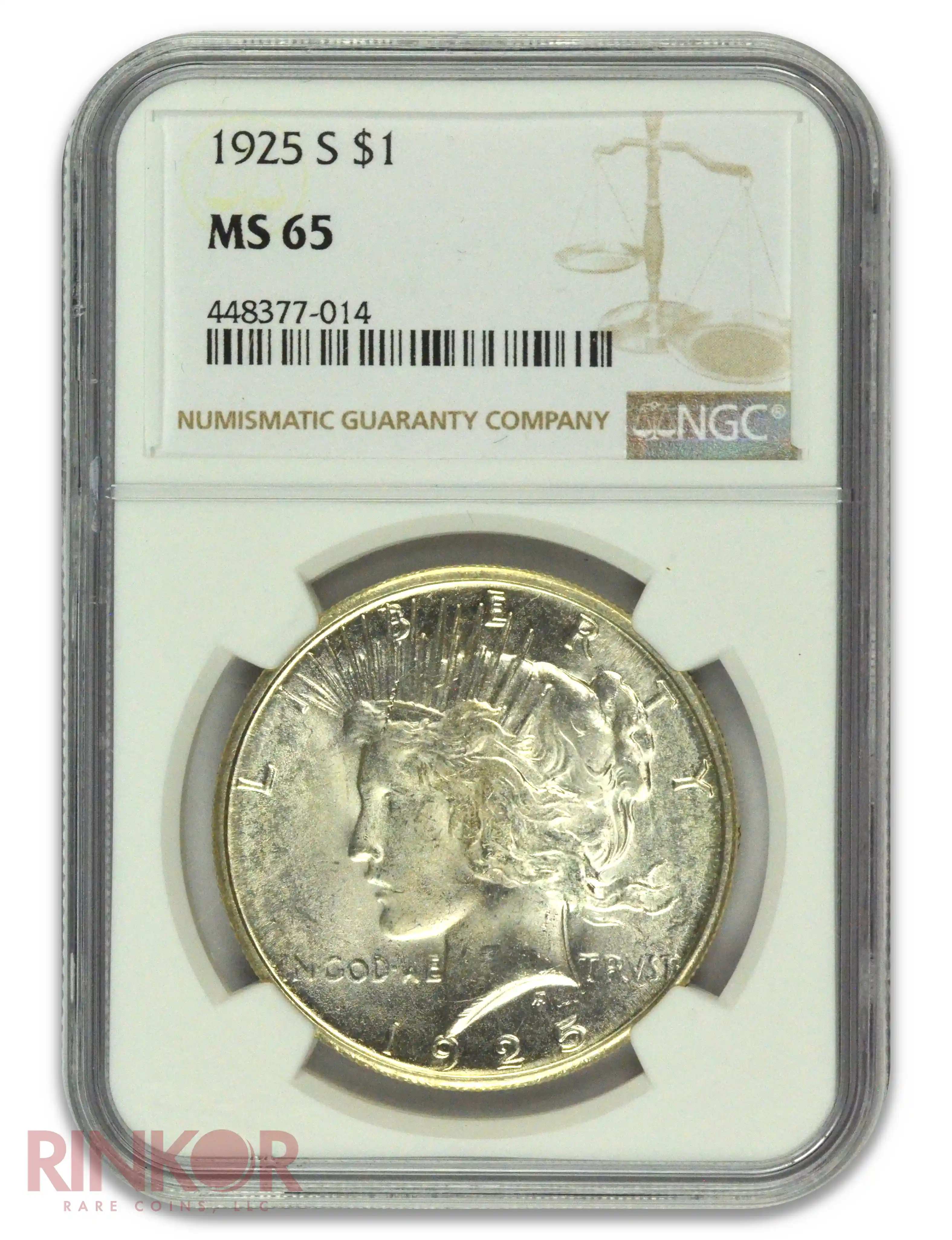 1925-S $1 Peace Dollar NGC MS 65