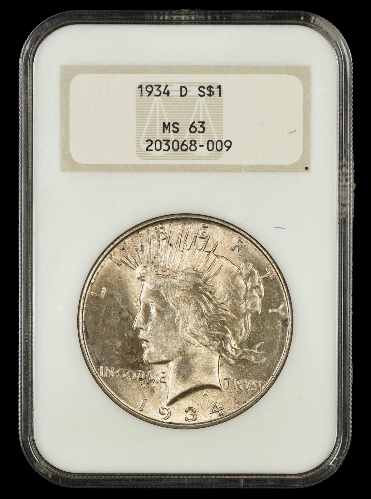 1934 D $1 NGC MS63
