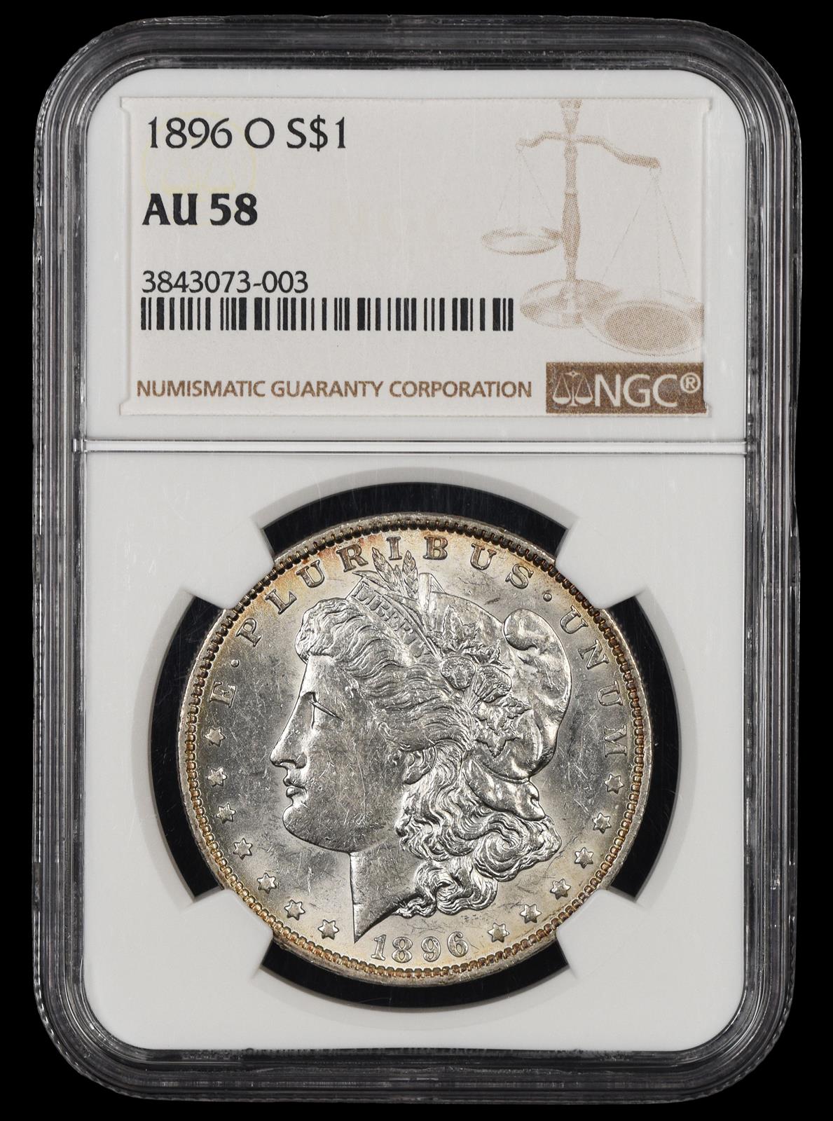1896 O $1 NGC AU-58