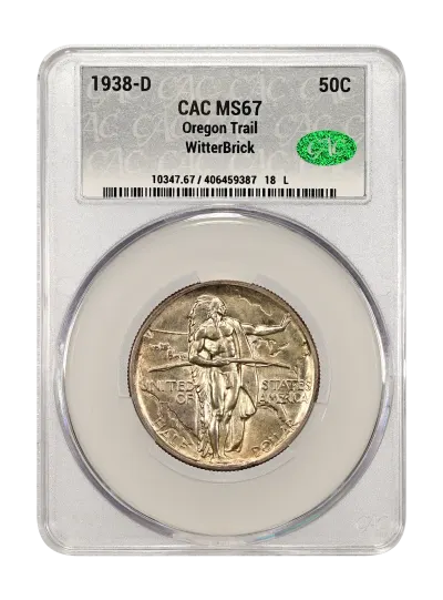 1938-D Oregon 50c CACG MS 67 WitterBrick