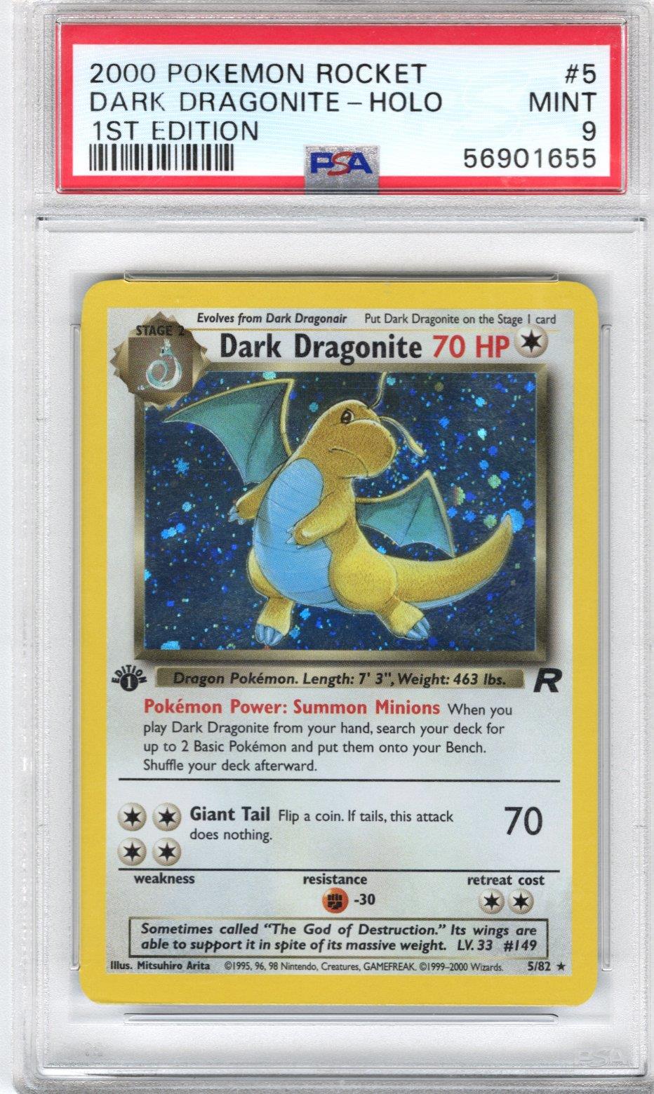 2000 Pokemon Rocket Dark Dragonite Holo 1st Edition PSA MINT 9 