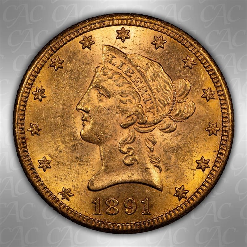 1891-CC $10 CACG MS 61 