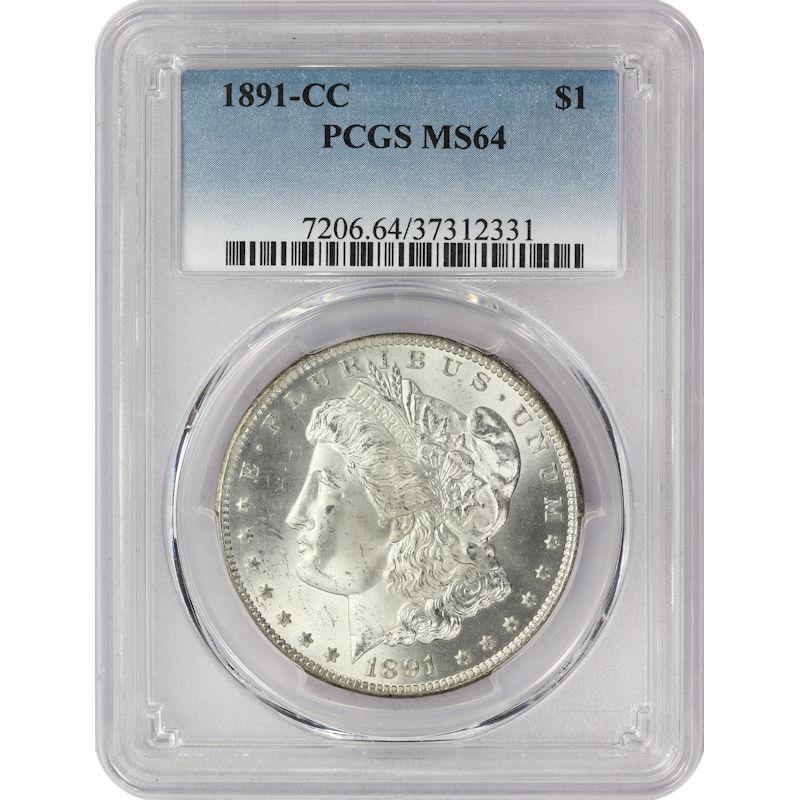 1891-CC $1  Morgan Silver Dollar - PCGS MS 64 - VAM-3 "Spitting Eagle"