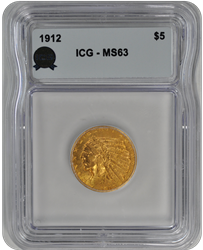 1912 $5 Indian ICG  MS 63