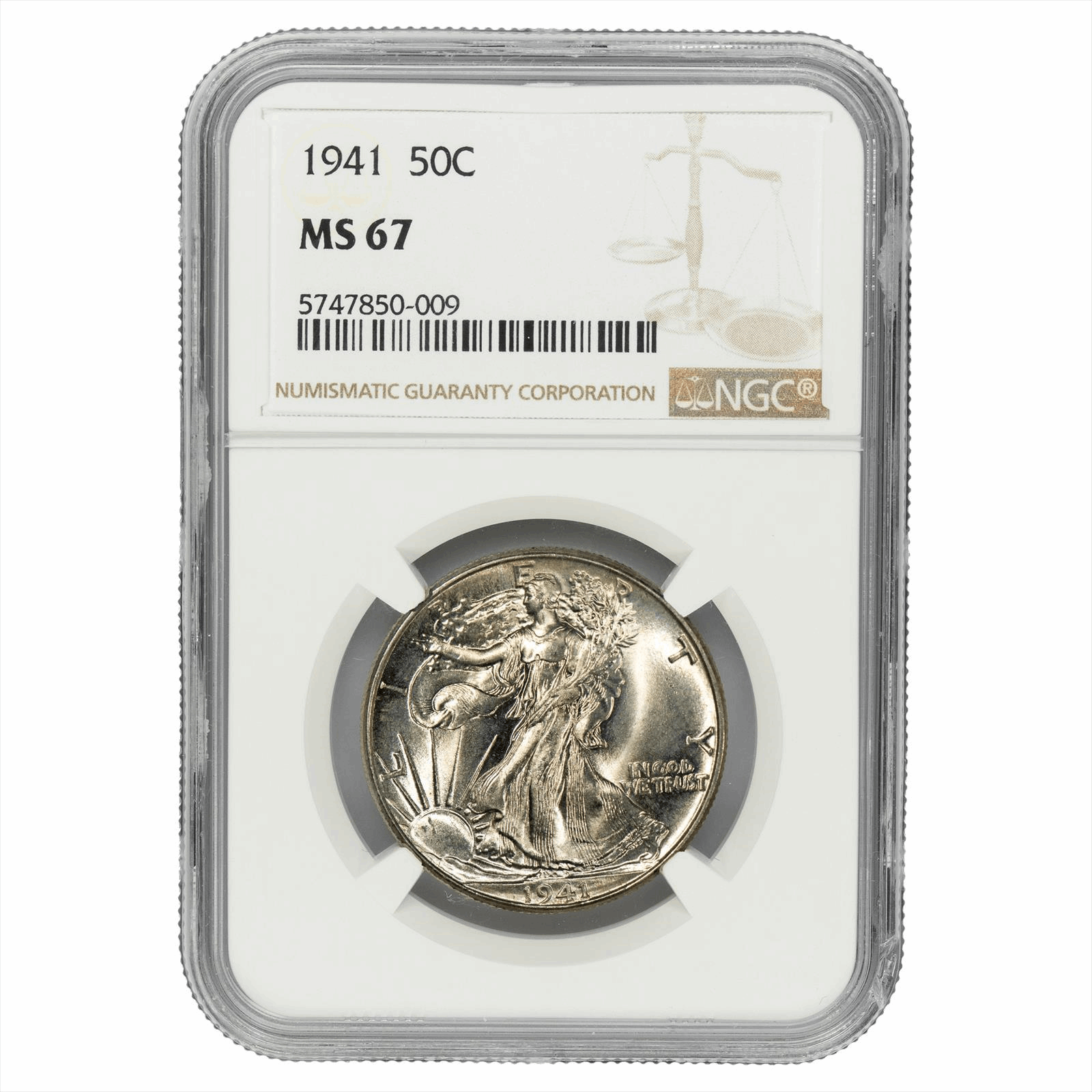 1941 Walking Liberty Half Dollar 50C NGC MS 67