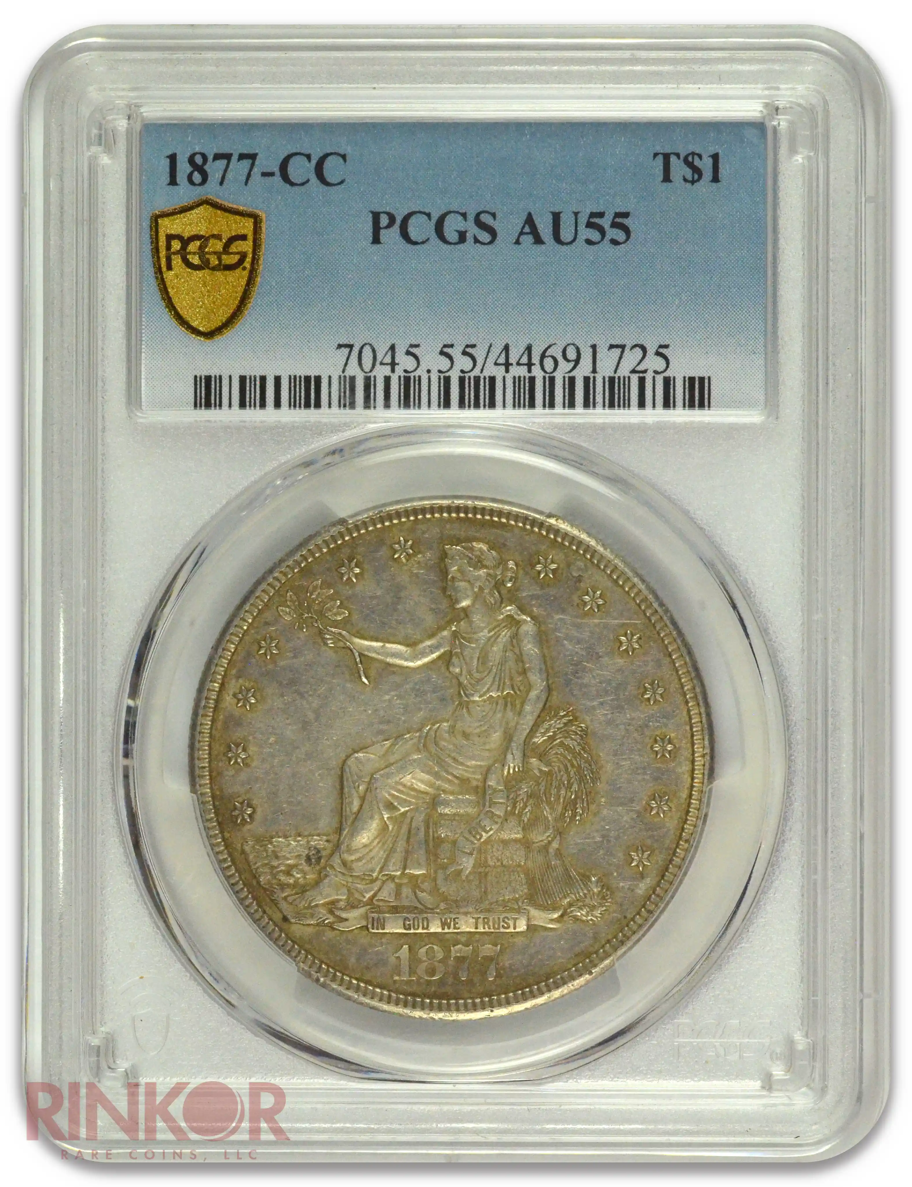 1877-CC $1 Trade Dollar PCGS AU-55