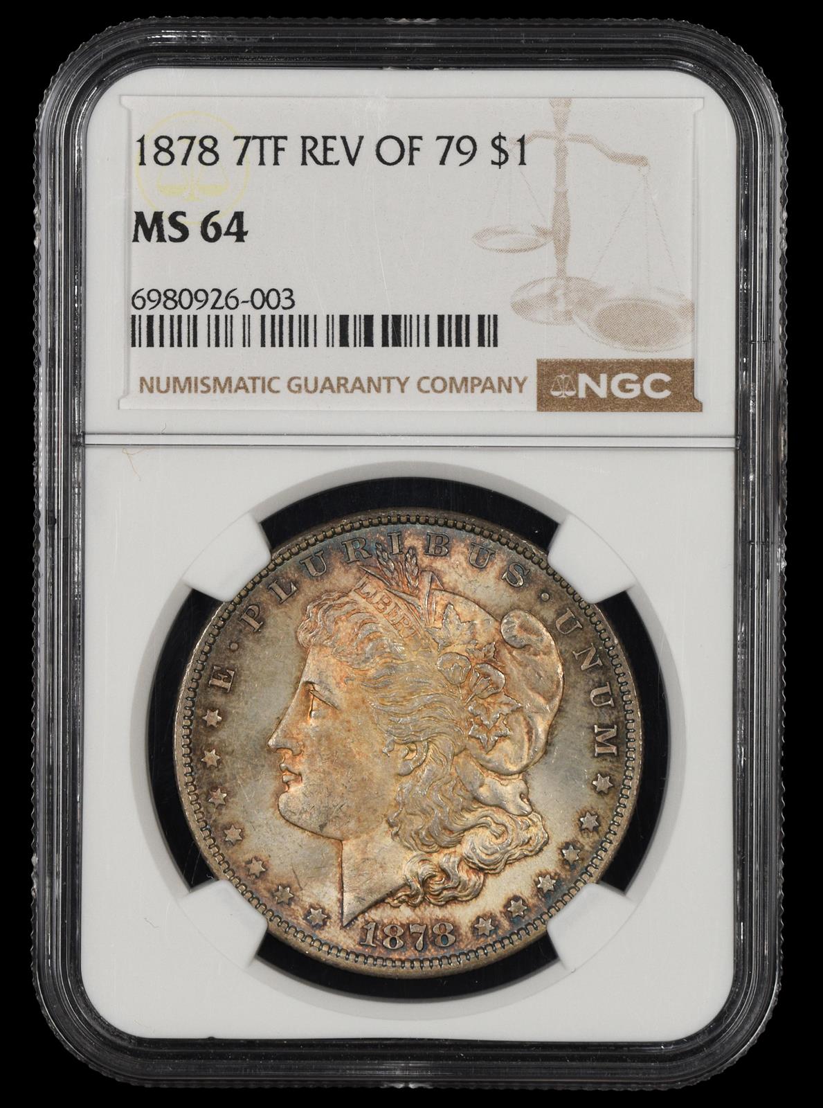 1878 7Tf Rev Of 79 $1 NGC MS 64