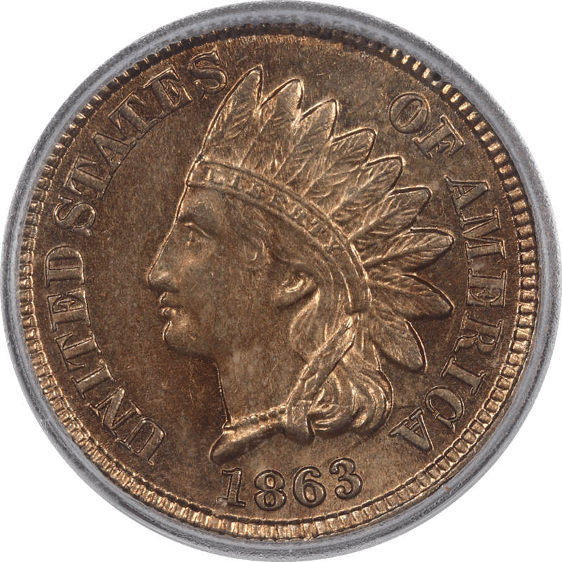 1863 Copper Nickel Indian Cent 1c, ICG MS62 - Very Clean Great Type Set Coin