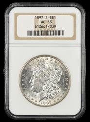 1897 S $1 NGC AU53