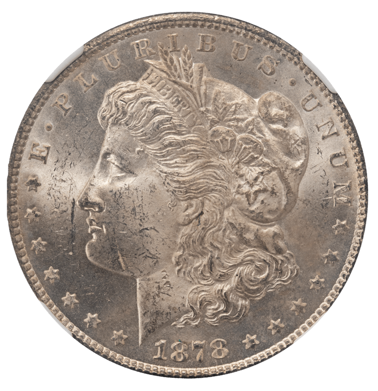 1878-CC Morgan Silver Dollar,  $1, NGC MS 63 - Lustrous and Light Golden Toning