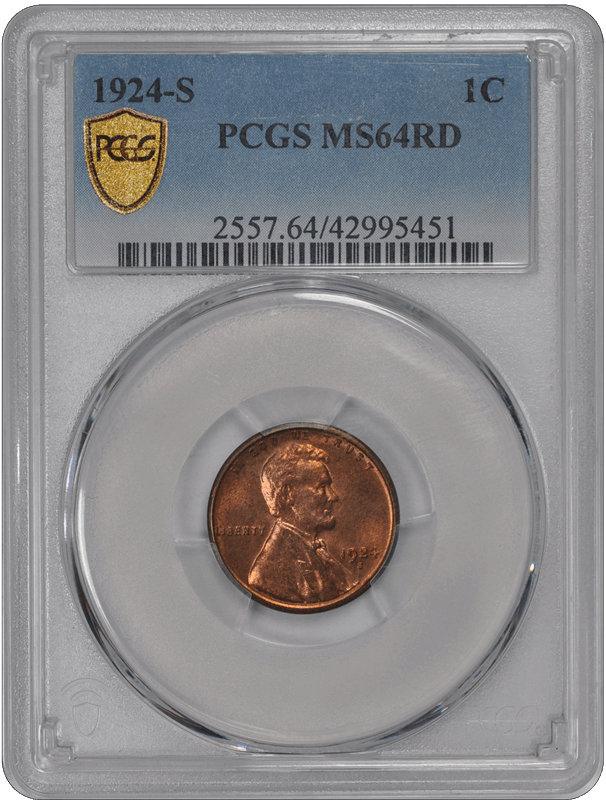 1924-S Lincoln Wheat PCGS RD 64