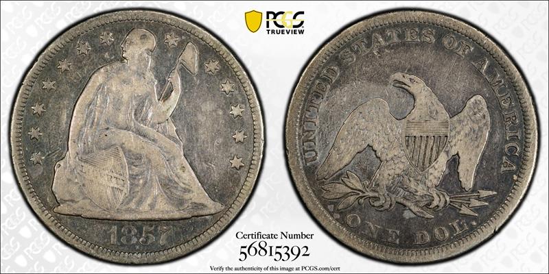 1857 $1 PCGS F15 