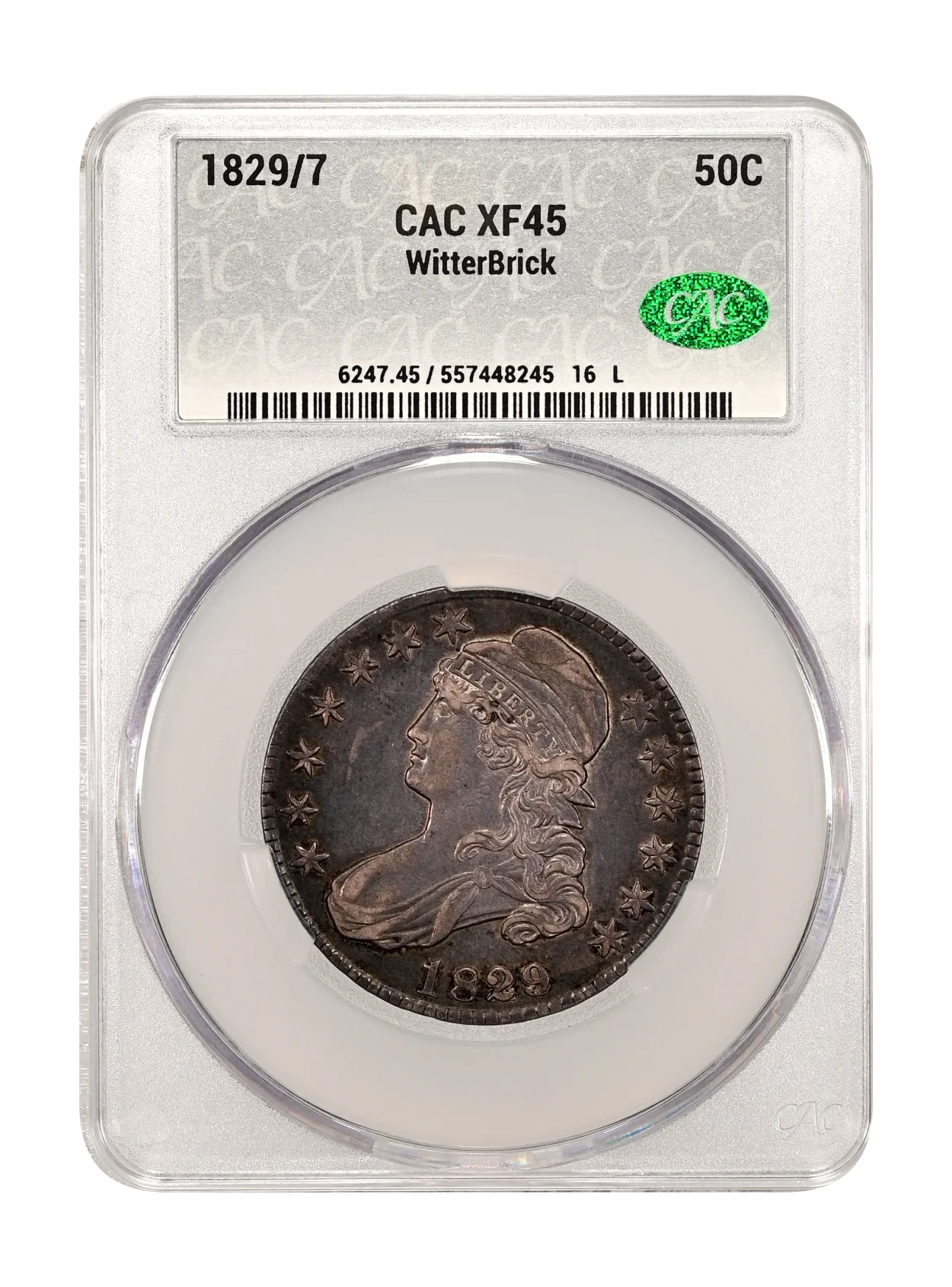 1829/7 50c CACG XF-45 WitterBrick