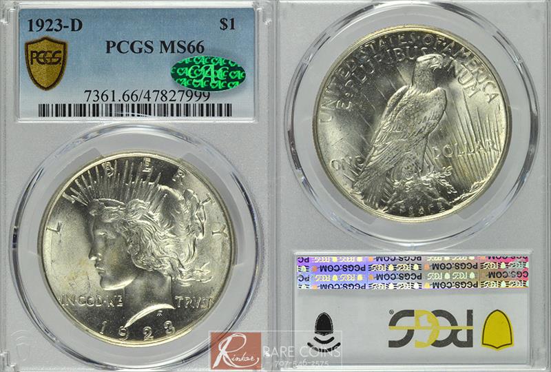1923-D $1 PCGS MS 66 CAC