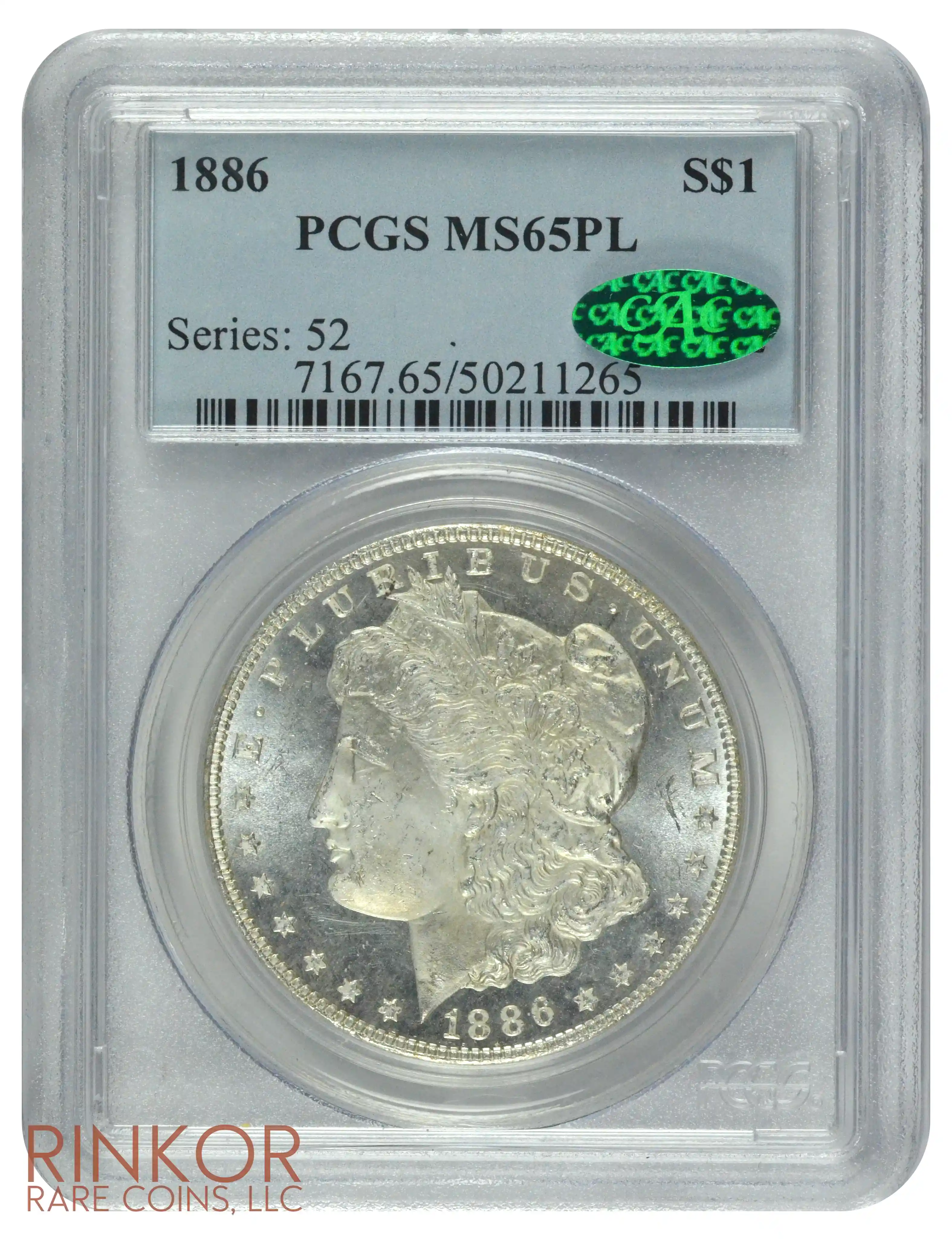 1886 $1 PCGS MS 65 PL CAC