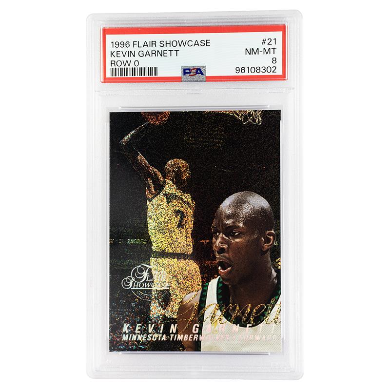 1996 Flair Showcase Kevin Garnett Row 0 #21 PSA NM-MT 8 Cert #96108302