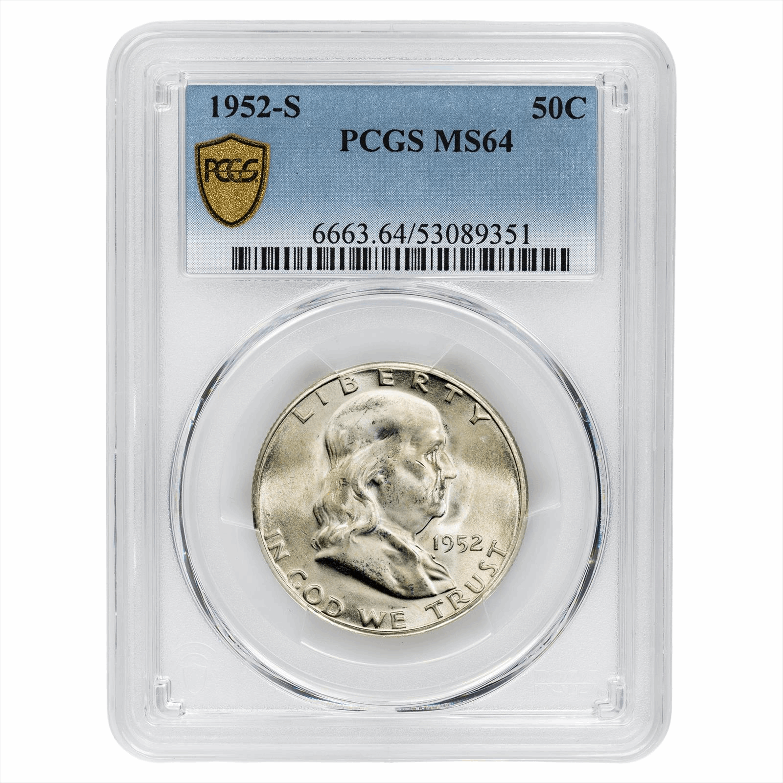 1952-S Franklin Half Dollar 50C PCGS MS 64