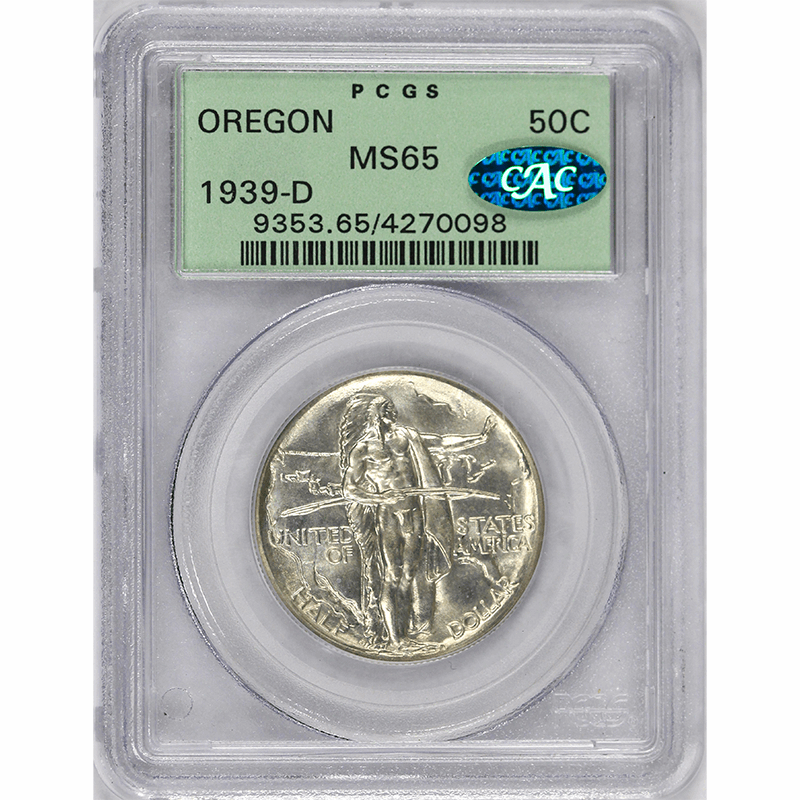 1939-D 50 Oregon Classic Commemorative - PCGS MS65 CAC - OGH - Old Green Holder
