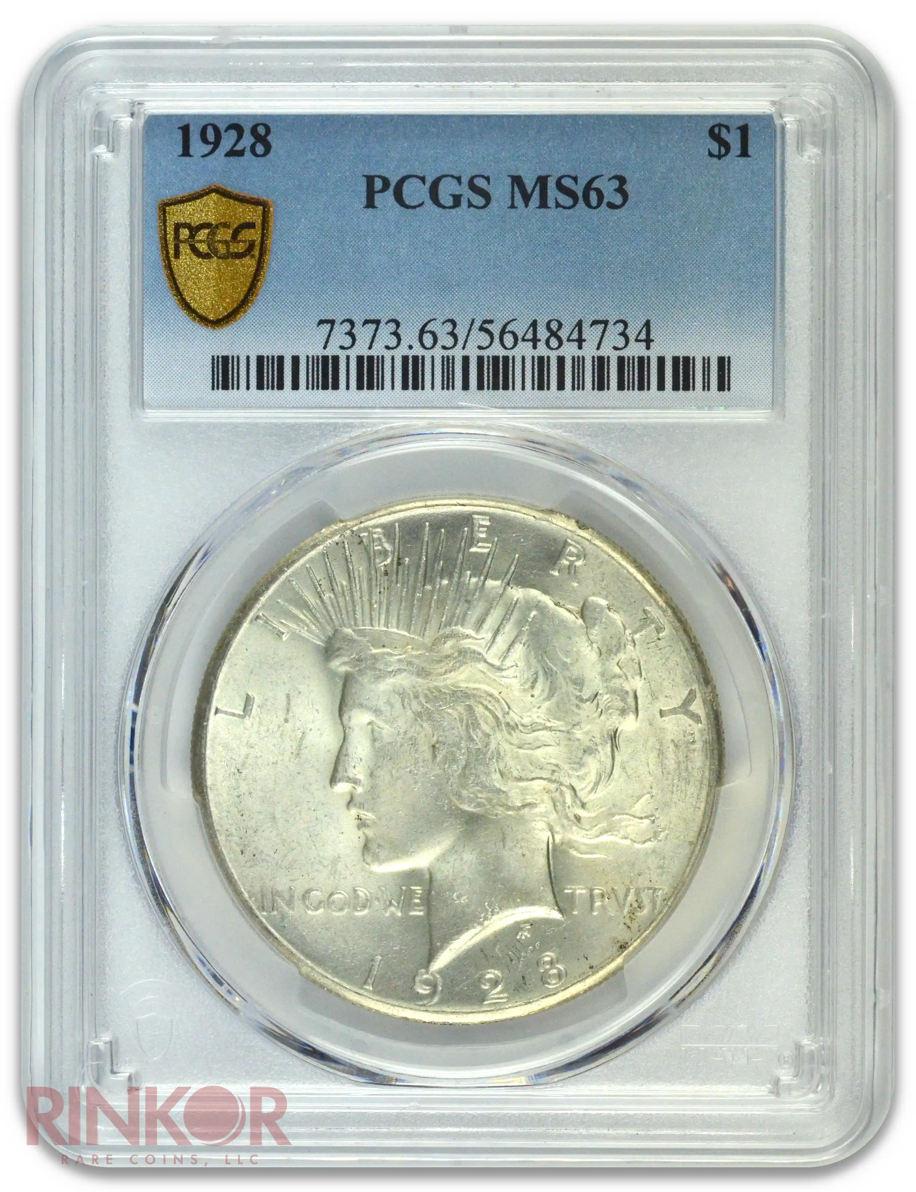 1928 $1 Peace Dollar PCGS MS 63