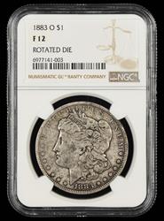 1883 O $1 Mint Error Rotated Dies NGC F-12