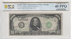 Fr. 2212-G 1934A $1,000 Federal Reserve Note Chicago PCGS Extremely Fine 40 PPQ 