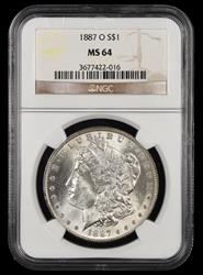 1887 O $1 NGC MS 64