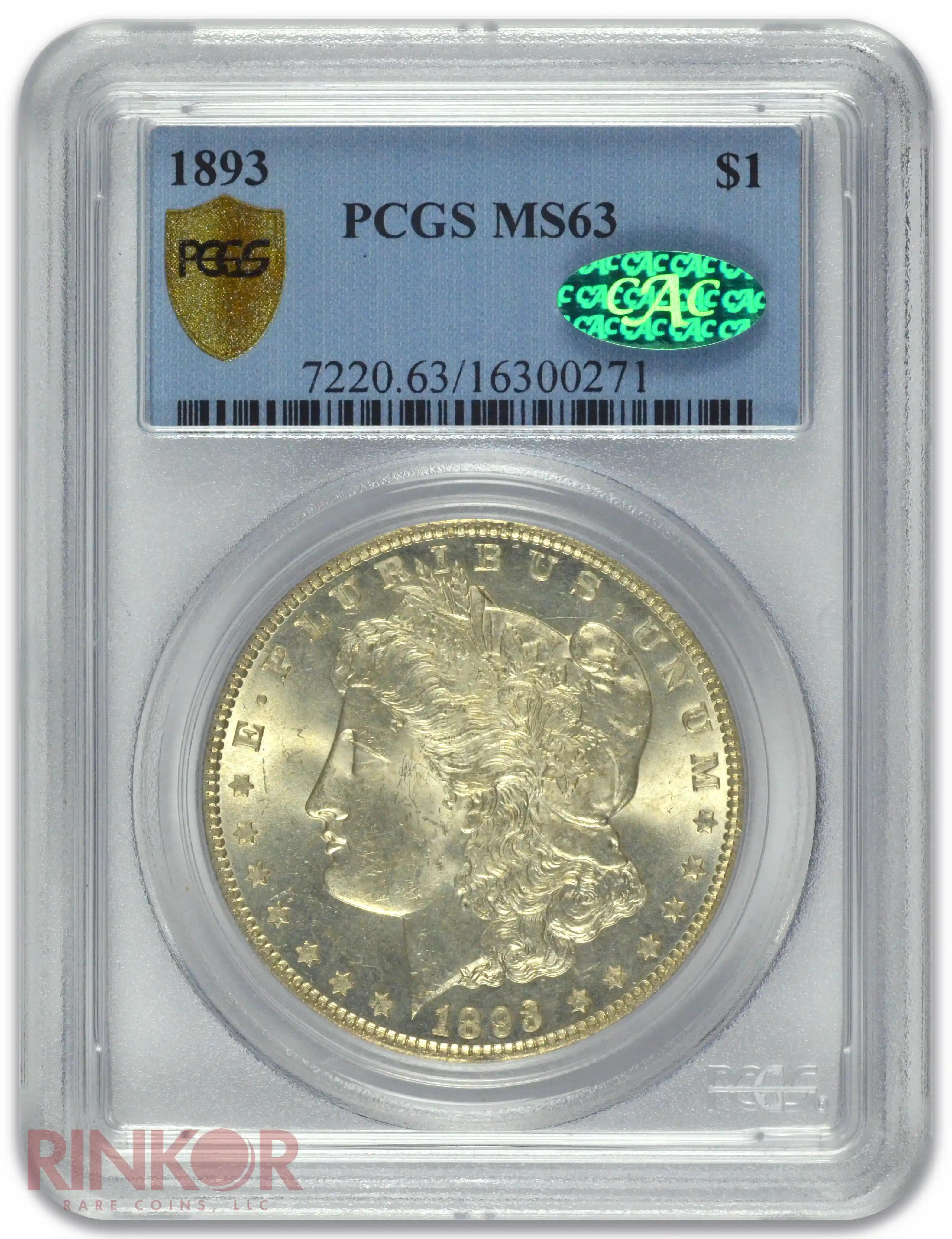 1893 $1 Morgan Dollar PCGS MS 63 CAC