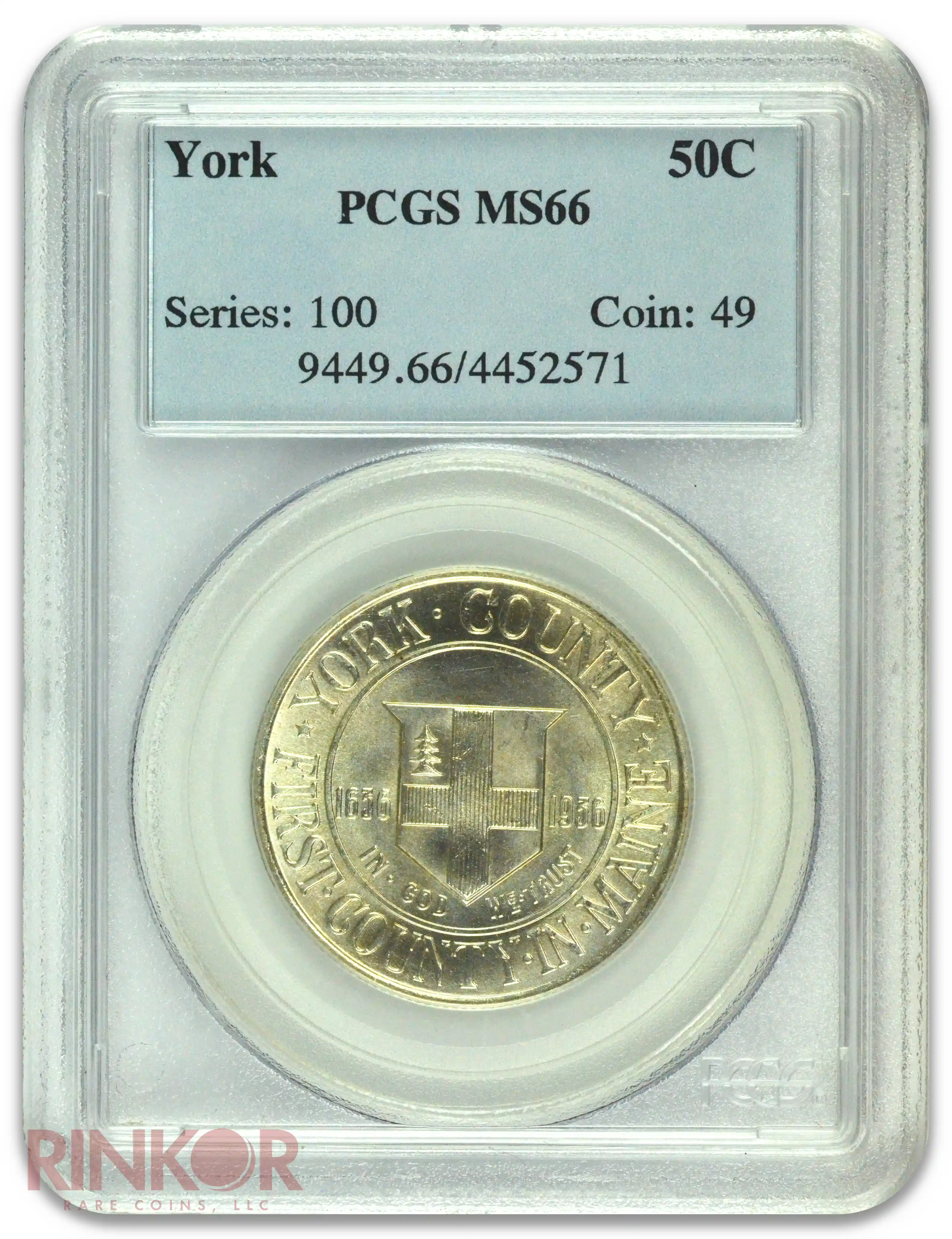 1936 50C York Commemorative Half Dollar PCGS MS 66