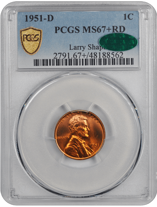 1951-D Lincoln PCGS RD 67+