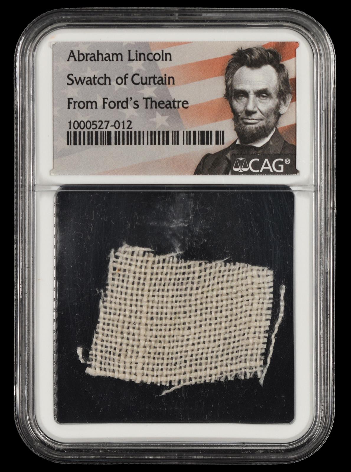 Abraham Lincoln Swatch of Curtain from Fords Theatre CAG Certified 