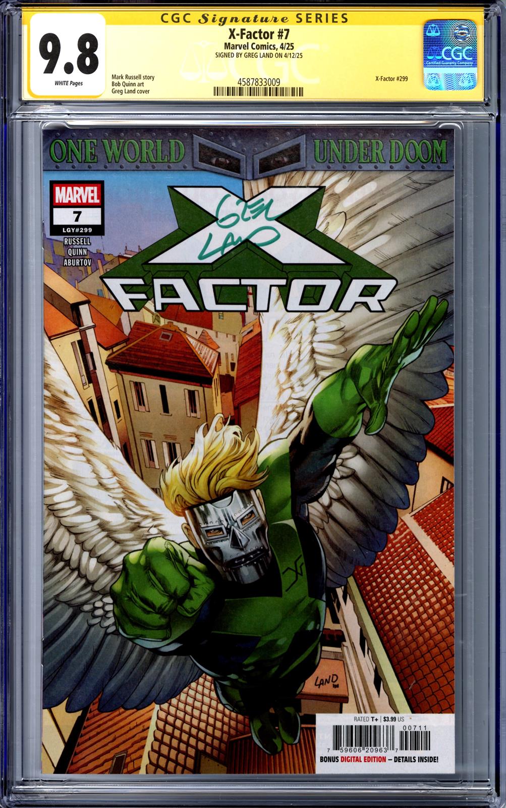 X-Factor #7 Marvel Comics 4/25 Signed by Greg Land CGC Signature Series 9.8