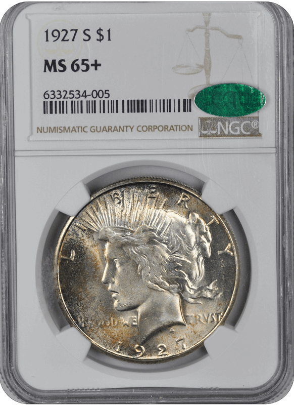 1927-S Peace Dollar S$1 NGC  (CAC) #3669-5 MS65+