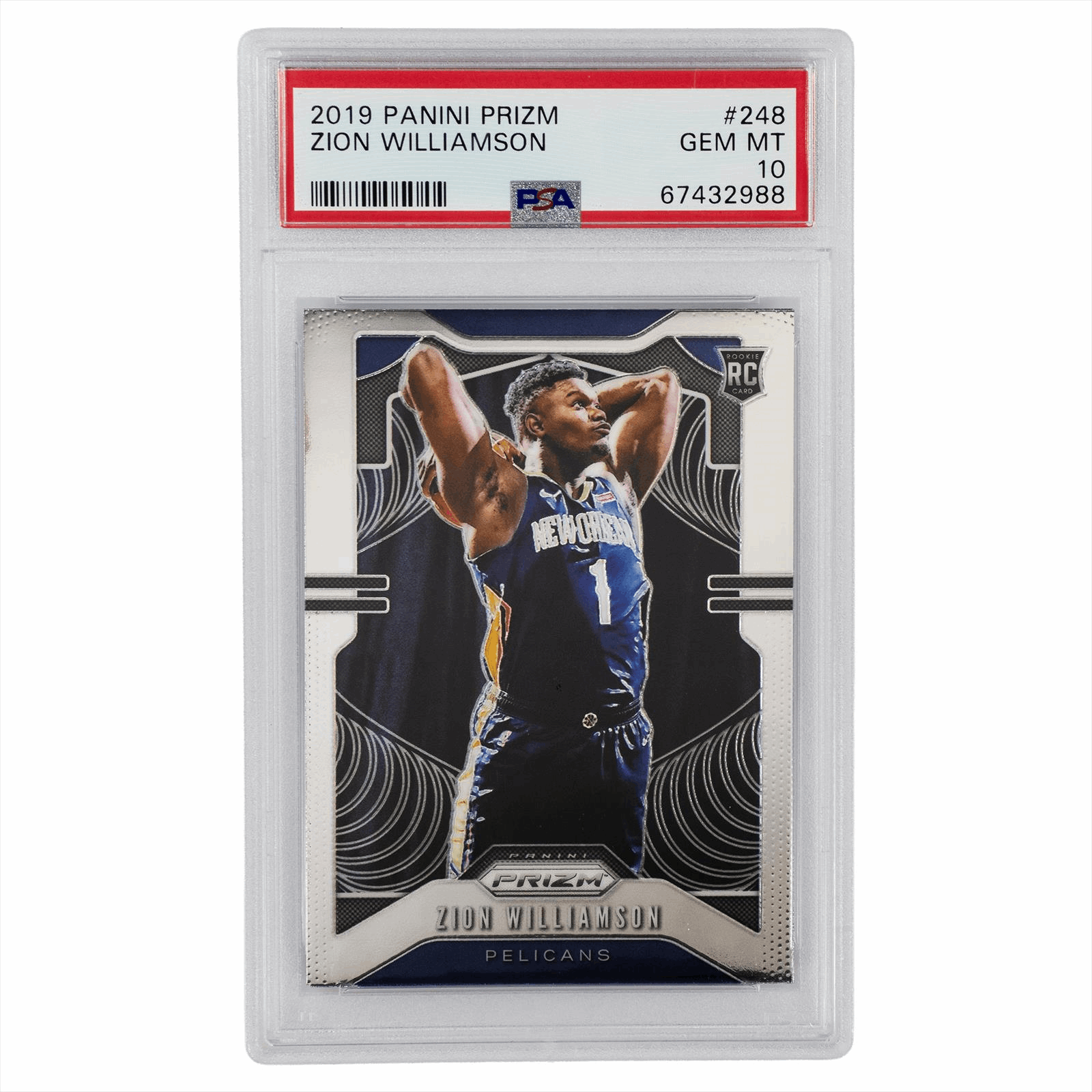 2019 Panini Prizm Zion Williamson RC #248 PSA GEM MT 10 Cert #67432988