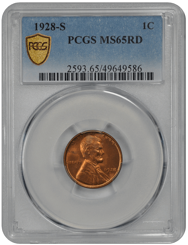 1928-S Lincoln PCGS RD 65