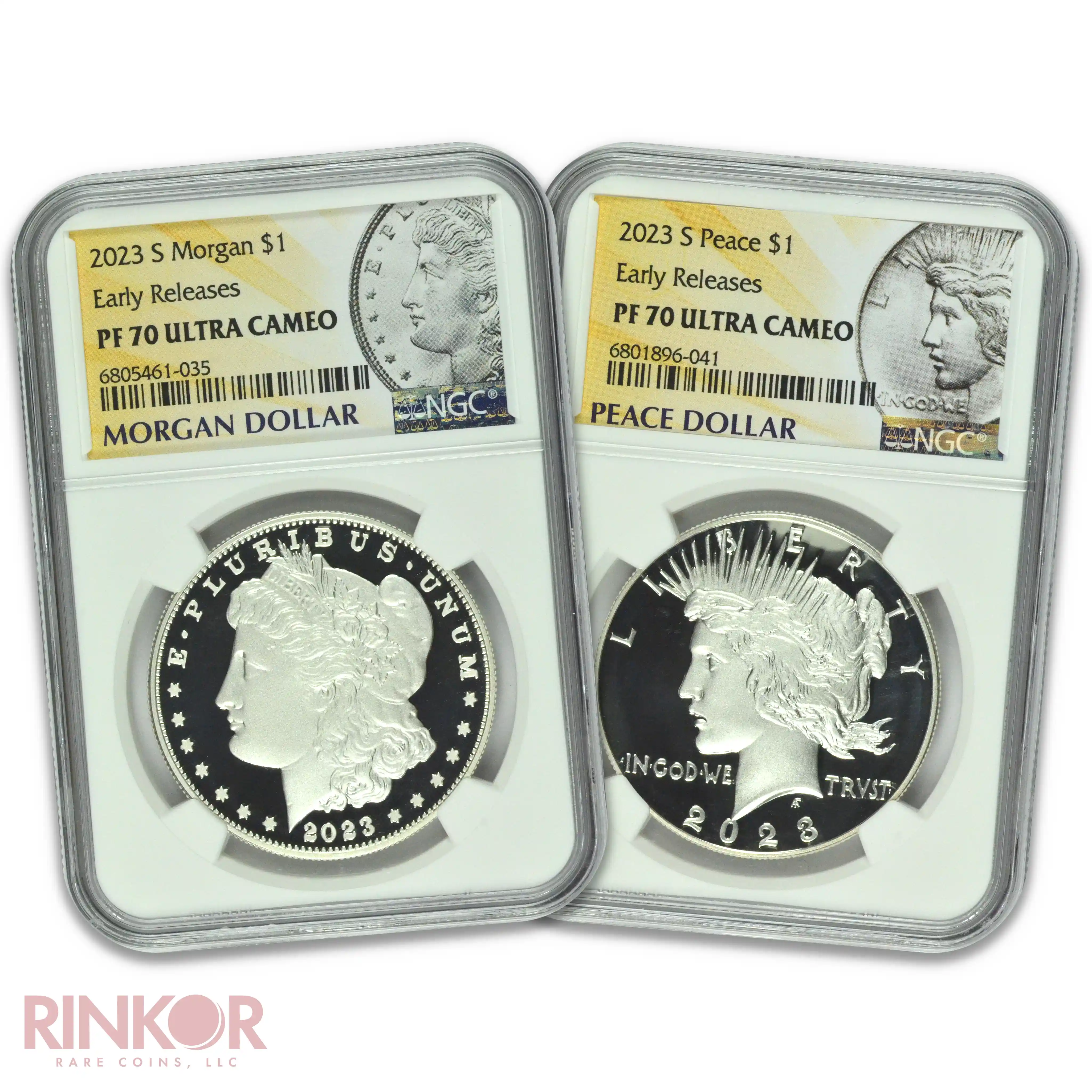 2023-S Morgan & Peace Dollar Early Releases 2-Coin Set NGC PF 70