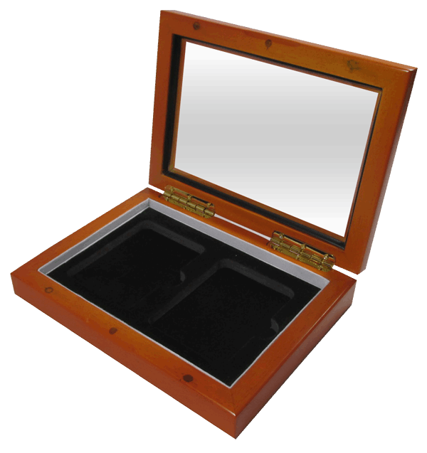 Wood Glass-top Display Slab Box - 2 Slab 