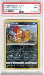 2020 Pokemon SWSH Champions Path Scrafty Rev Foil #042 PSA MINT 9 
