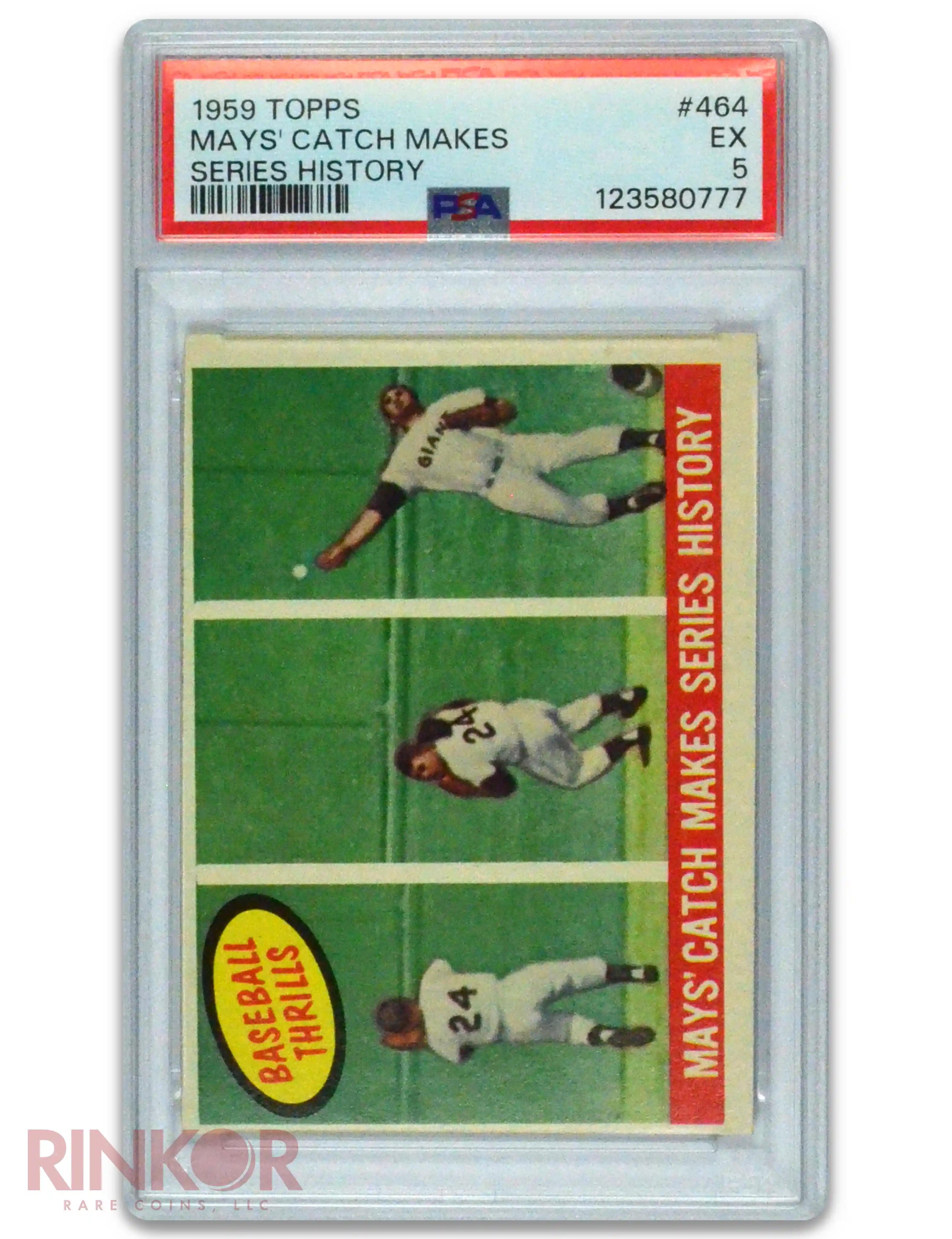 1959 Topps Mays Catch Makes Series History #464 PSA EX 5