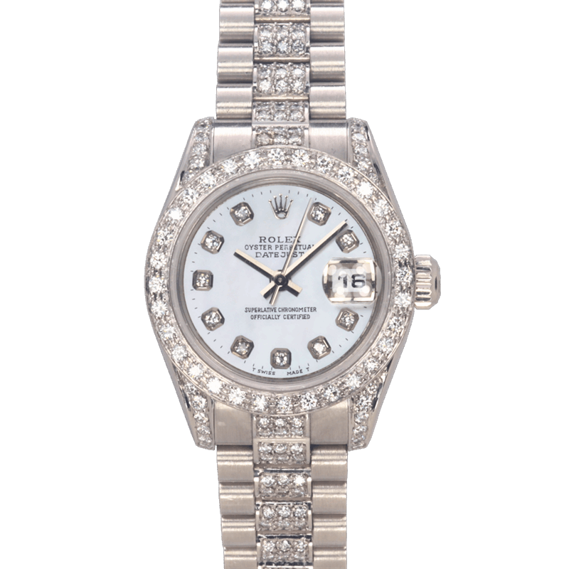 Rolex 26mm Platinum Datejust 179166 MOP Diamond Dial and Bezel  2001 Watch Only