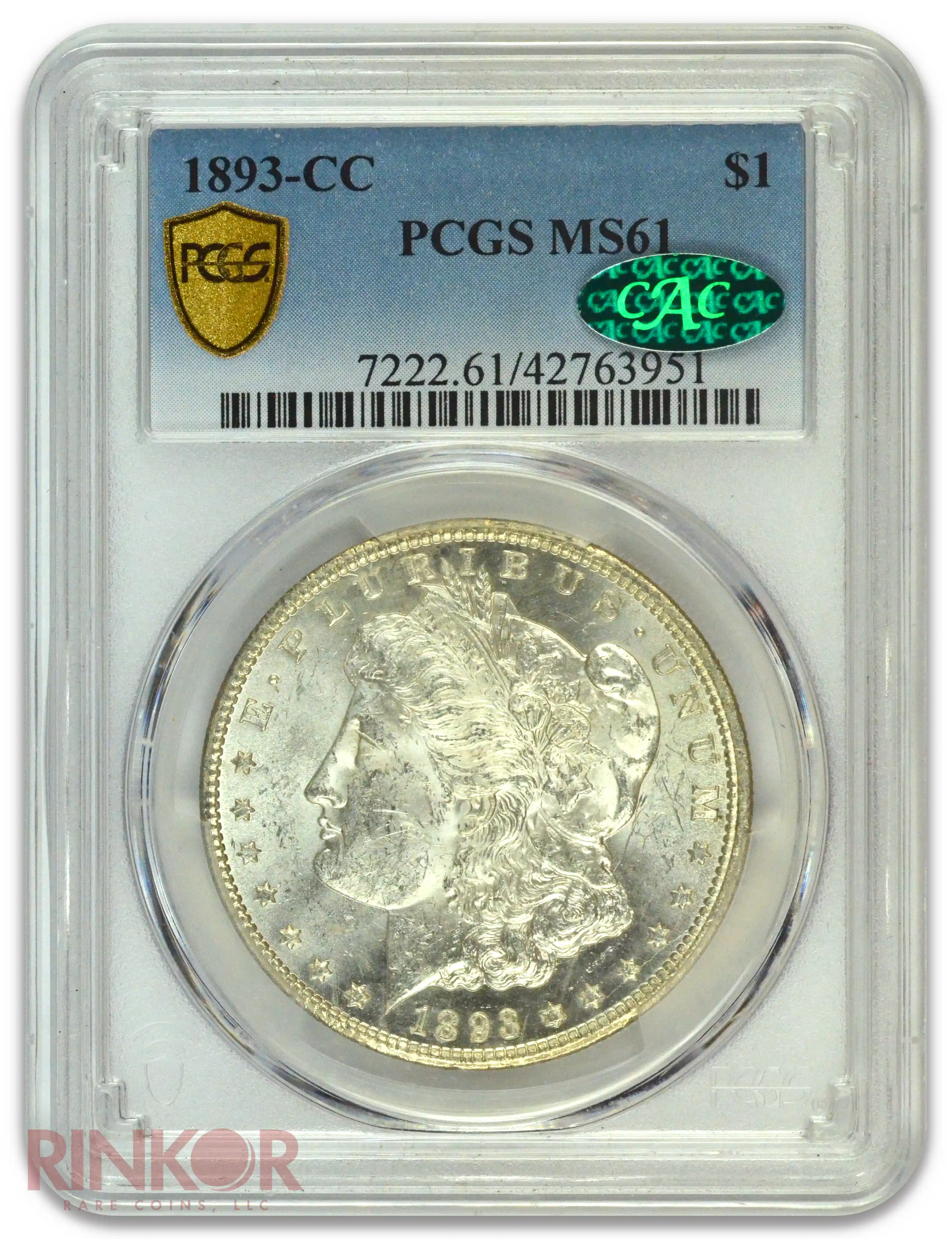 1893-CC $1 Morgan Dollar PCGS MS 61 CAC