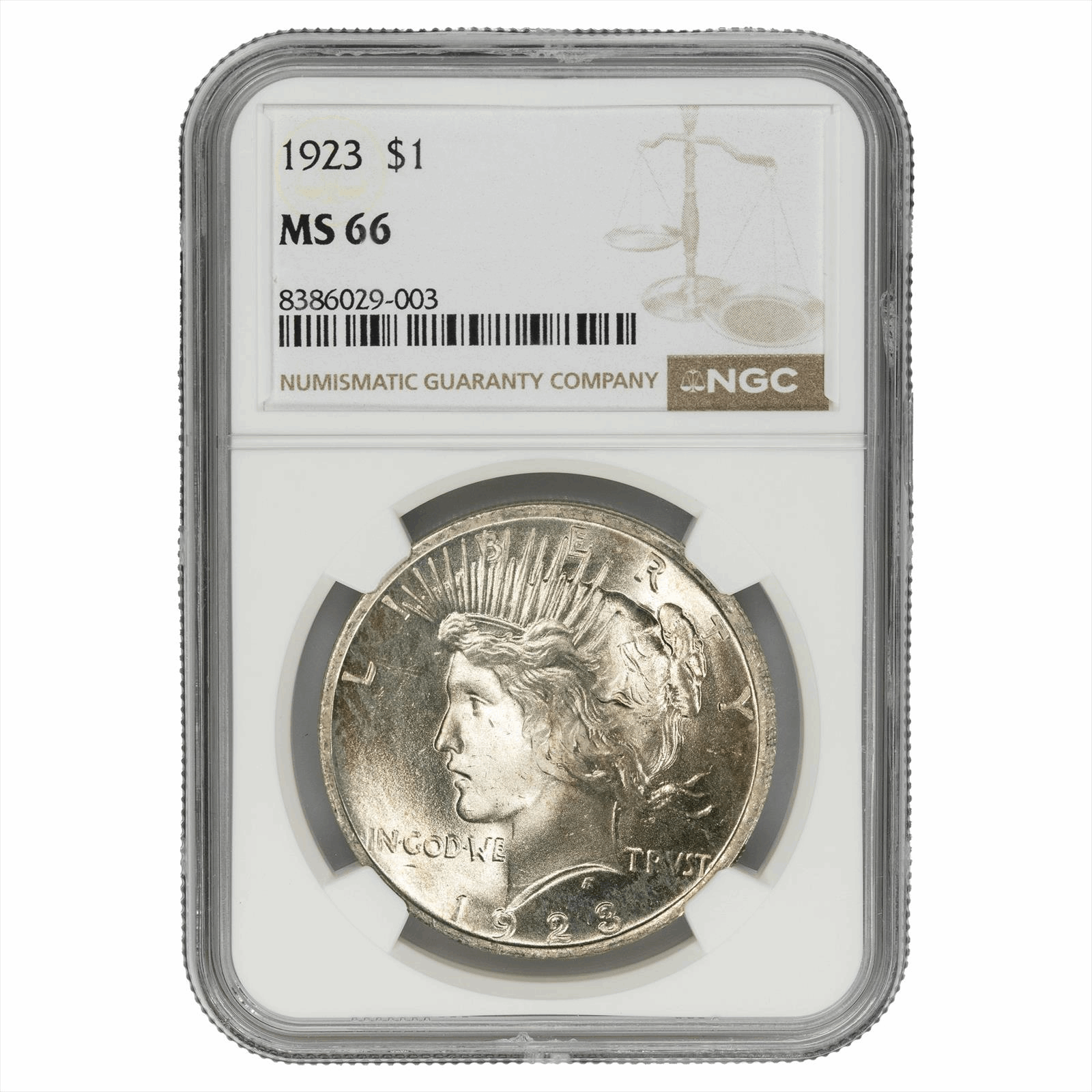 1923 Silver Peace Dollar $1 NGC MS 66