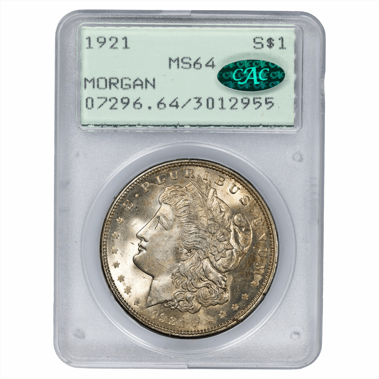 1921 Morgan Silver Dollar $1 PCGS MS 64 CAC