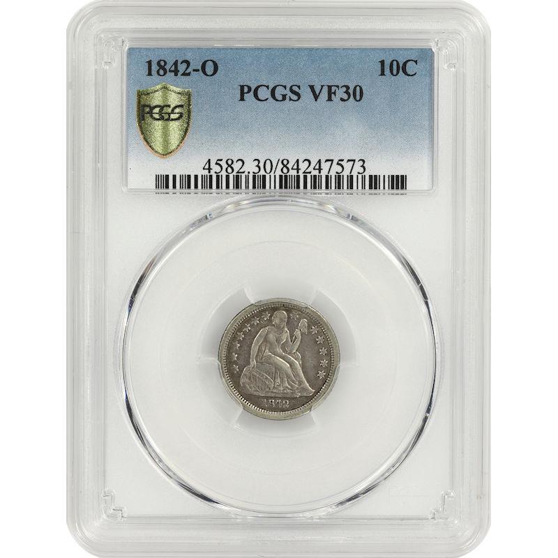 1842-O Seated Liberty Dime 10C PCGS VF30 Early New Orleans Mint Coin