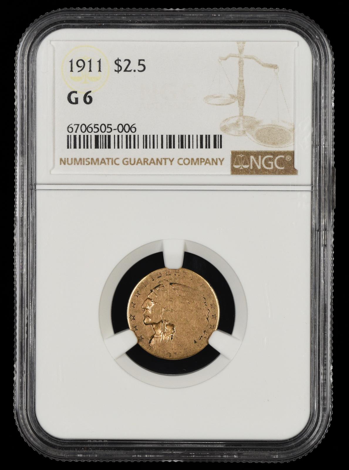 1911 $2.5 Gold NGC G-06