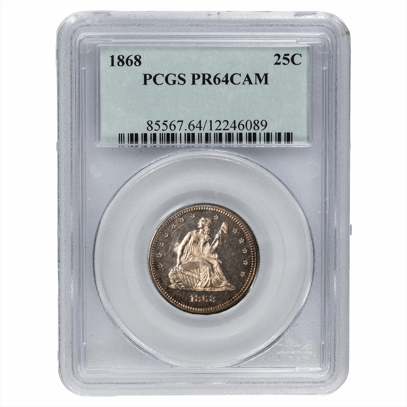 1868 Seated Liberty Quarter 25C PCGS PR 64 CAM