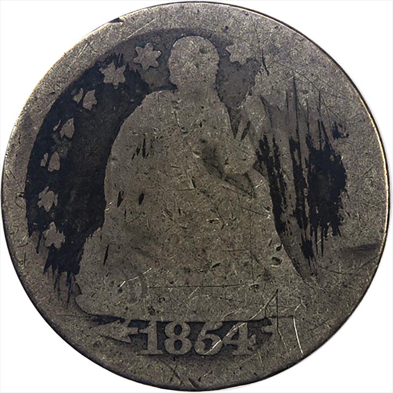 Love Token on 1854 Seated Liberty Dime 