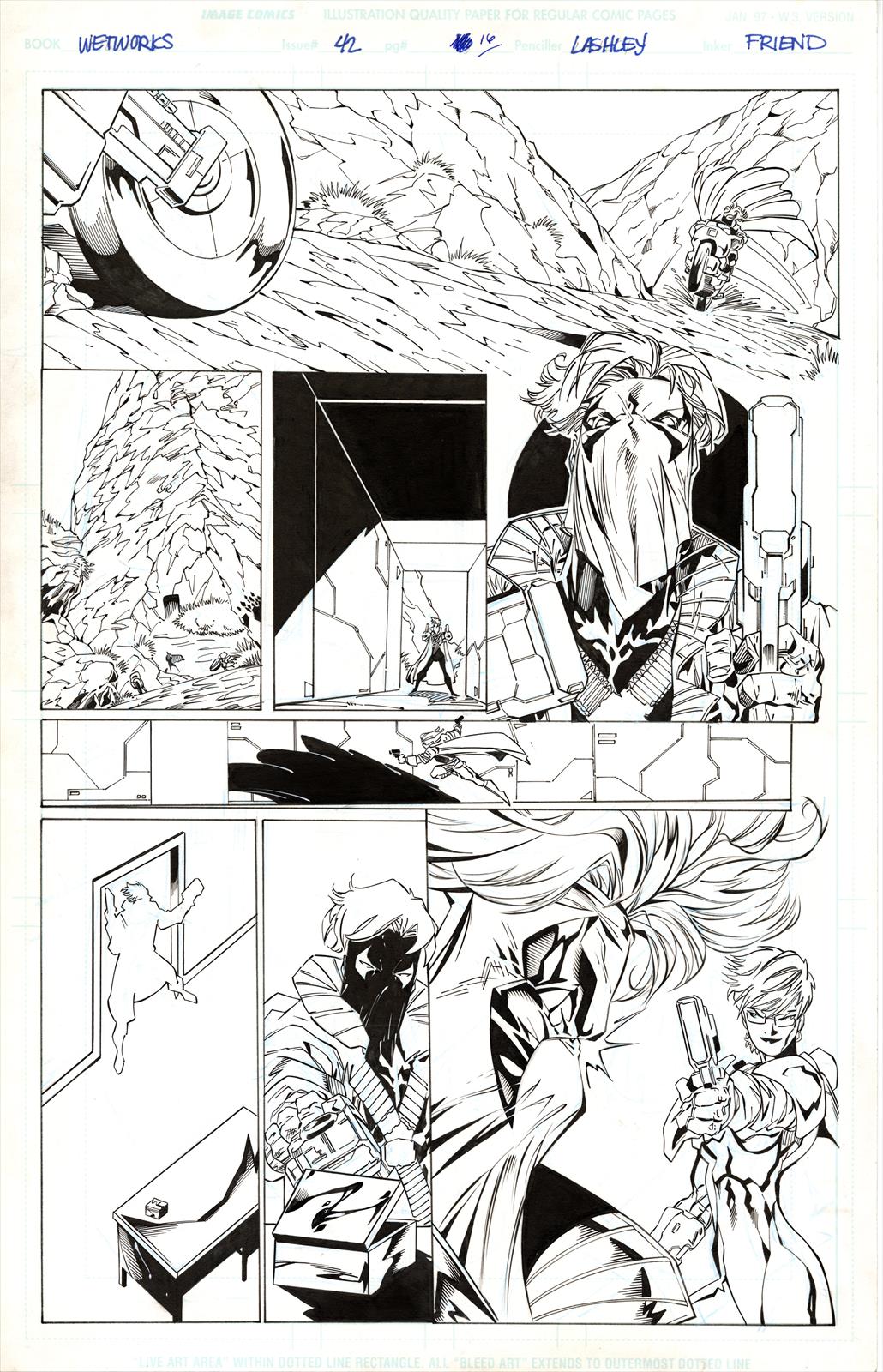 Wetworks #42 Page 16 Artist:  Ken Lashley (Penciller) ,  Richard Friend (Inker) Media Type: Pen and Ink Art Type: Interior Page 